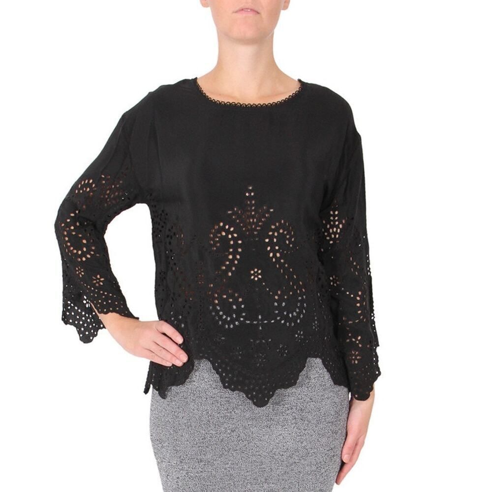 Ulla Johnson Althea Blouse in Black - Size: 0